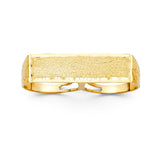 14K Yellow Gold Two-Finger Men’s Ring on White Background