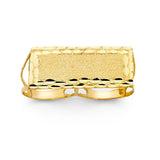 14K Yellow Gold Diamond-Cut Two-Finger Men’s Ring on White Background