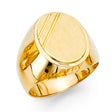 14K Yellow Gold Polished Oval Signet Men’s Ring on White Background