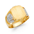 14K Two-Tone Gold Square Signet Men’s Ring on White Background