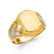 14K Two-Tone Gold Cushion Signet Men’s Ring on White Background