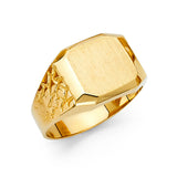 14K Yellow Gold Octagon Signet Men’s Ring on White Background