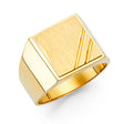 14K Yellow Gold Rectangular Signet Men’s Ring on White Background