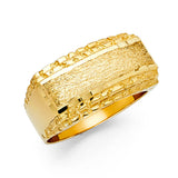 14K Yellow Gold Nugget-Border Signet Men's Ring on White Background