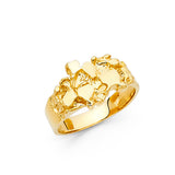 14K Yellow Gold Petite Nugget Cluster Men’s Ring on White Background
