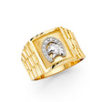 14K Two-Tone Gold Horseshoe Men's Ring