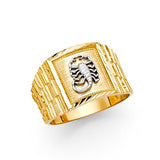 14K Two-Tone Gold Scorpion Men’s Ring on White Background
