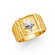 14K Two-Tone Gold Cannabis Leaf Men's Ring