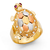 14K Tri-Color Gold Turtle Ring