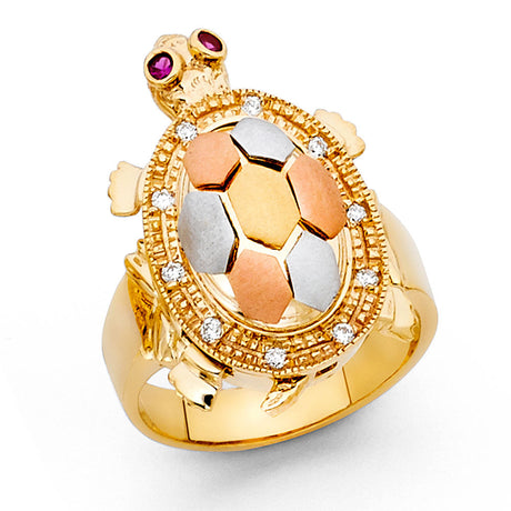 14K Tri-Color Gold Turtle Ring