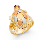 14K Tri-Color Gold Turtle Ring