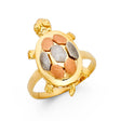 14K Tri-Color Gold Turtle Ring