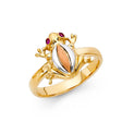 14K Tricolor Gold Frog Ring on White Background