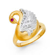 14K Two-Tone Gold Swan Ring on White Background