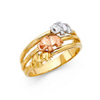 14K Tri-Color Gold Elephant Trio Ring