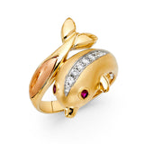 14K Two-Tone Gold Dolphin Ring on White Background