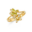 14K Yellow Gold Enamel Butterfly Duo Ring on White Background