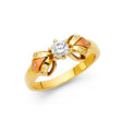 14K Two-Tone Gold Round Bypass Solitaire Engagement Ring on White Background