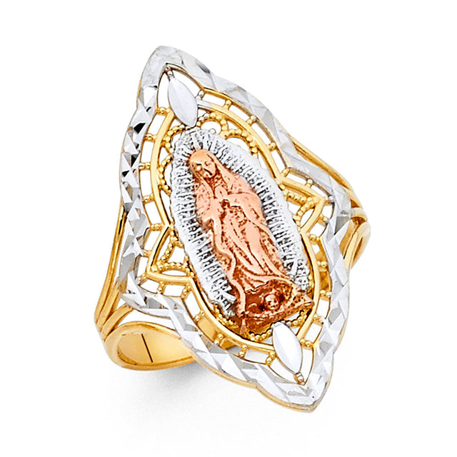 14K Tri-Color Gold Filigree Marquise Guadalupe Ring