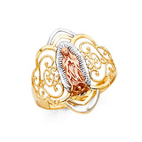 14K Tri-Color Gold Filigree Swirl Guadalupe Ring