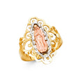 14K Tri-Color Gold Scrolled Lace Guadalupe Ring