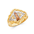 14K Tri-Color Gold Domed Openwork Guadalupe Ring