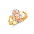 14K Tri-Color Gold Open Heart Guadalupe Ring