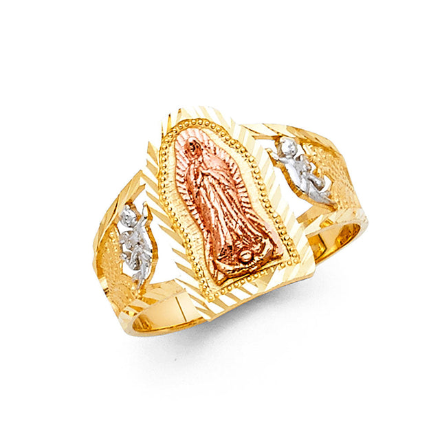 14K Tri-Color Gold Cherub Guadalupe Ring