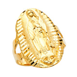 14K Yellow Gold Our Lady of Guadalupe Marquise Ring on White Background