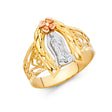 14K Tri-Color Gold Flower-Crowned Guadalupe Ring