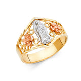 14K Tri-Color Gold Filigree Flower Guadalupe Ring