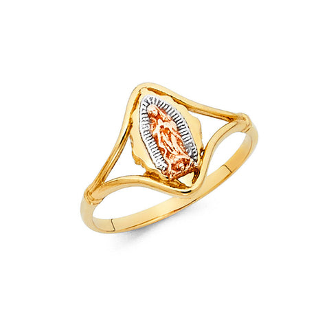 14K Tri-Color Gold Marquise Frame Guadalupe Ring