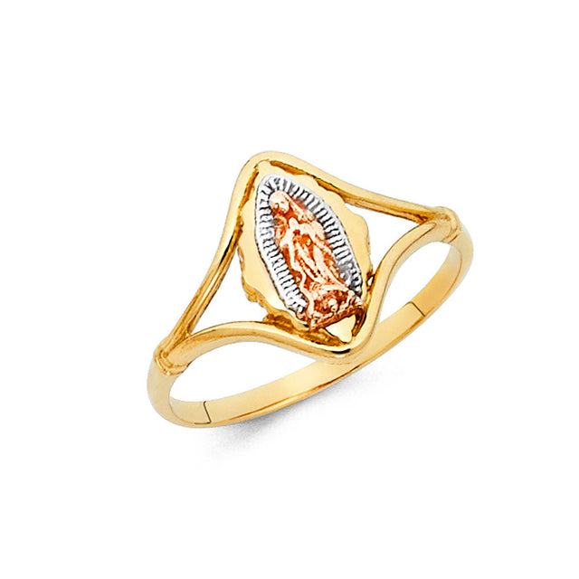 14K Tri-Color Gold Marquise Frame Guadalupe Ring
