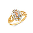 14K Tri-Color Gold Halo Guadalupe Ring