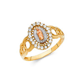 14K Tri-Color Gold Halo Guadalupe Ring