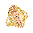 14K Tri-Color Gold San Judas Tadeo Floral Frame Ring