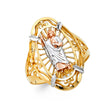 14K Tri-Color Gold San Judas Tadeo Radiant Frame Ring