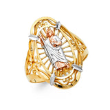 14K Tri-Color Gold San Judas Tadeo Radiant Frame Ring