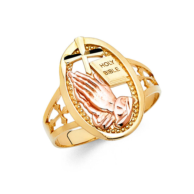 14K Two-Tone Gold Praying Hands Ring