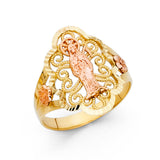 14K Yellow Gold Christ Openwork Ring on White Background