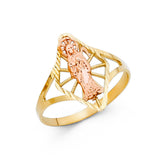 14K Yellow Gold Our Lady of Guadalupe Petite Ring on White Background