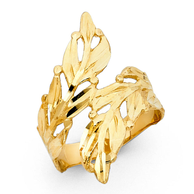 14K Yellow Gold Leaf Statement Ring