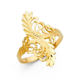 14K Yellow Gold Filigree Leaf Ring