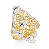 14K Two-Tone Gold Filigree Statement Ring