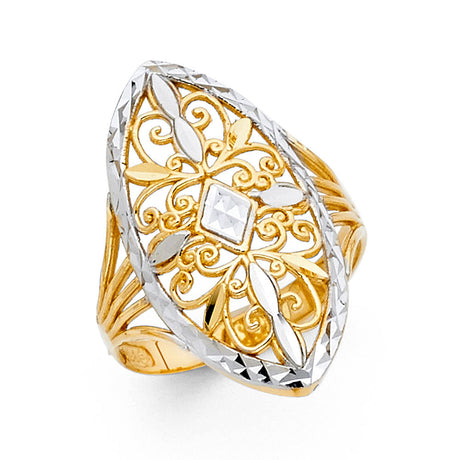14K Two-Tone Gold Filigree Ring