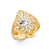 14K Two-Tone Gold Filigree Starburst Ring