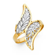 14K Two-Tone Gold Two-Leaf Bypass Ring