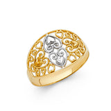 14K Two-Tone Gold Filigree Dome Ring