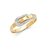 14K Two-Tone Gold Belt Buckle Ring