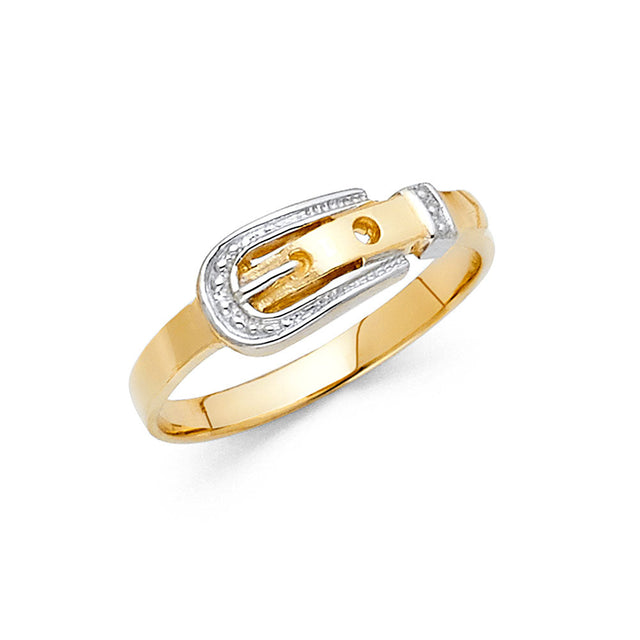 14K Two-Tone Gold Belt Buckle Ring